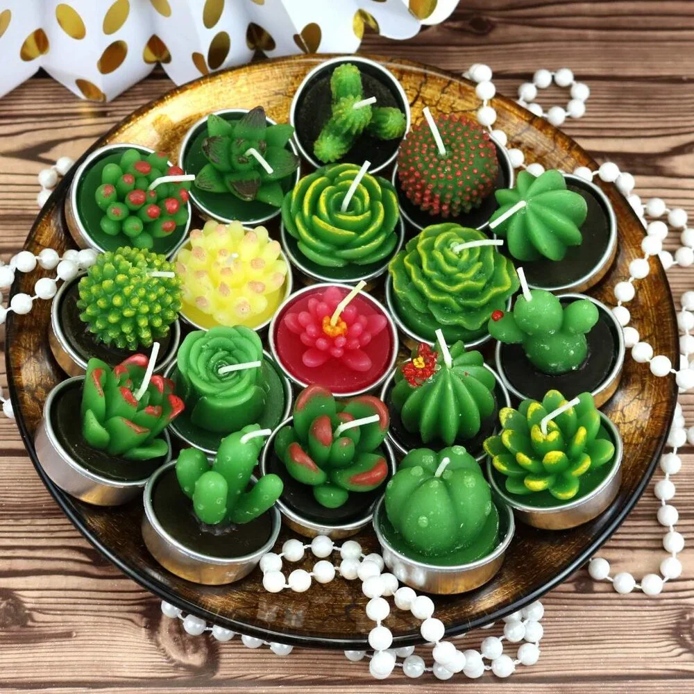 Scented Succulent Cactus Tealight Candles, 6pk NIP - Picture 10 of 13